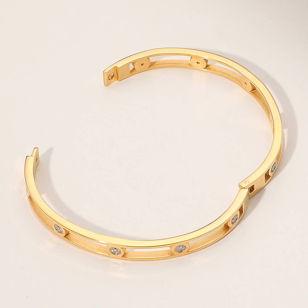 Sensibling Corp. - Wholesale Bangle Bracelet - Stainless Steel Stone Bezel Hinged Bangle Bracelet1