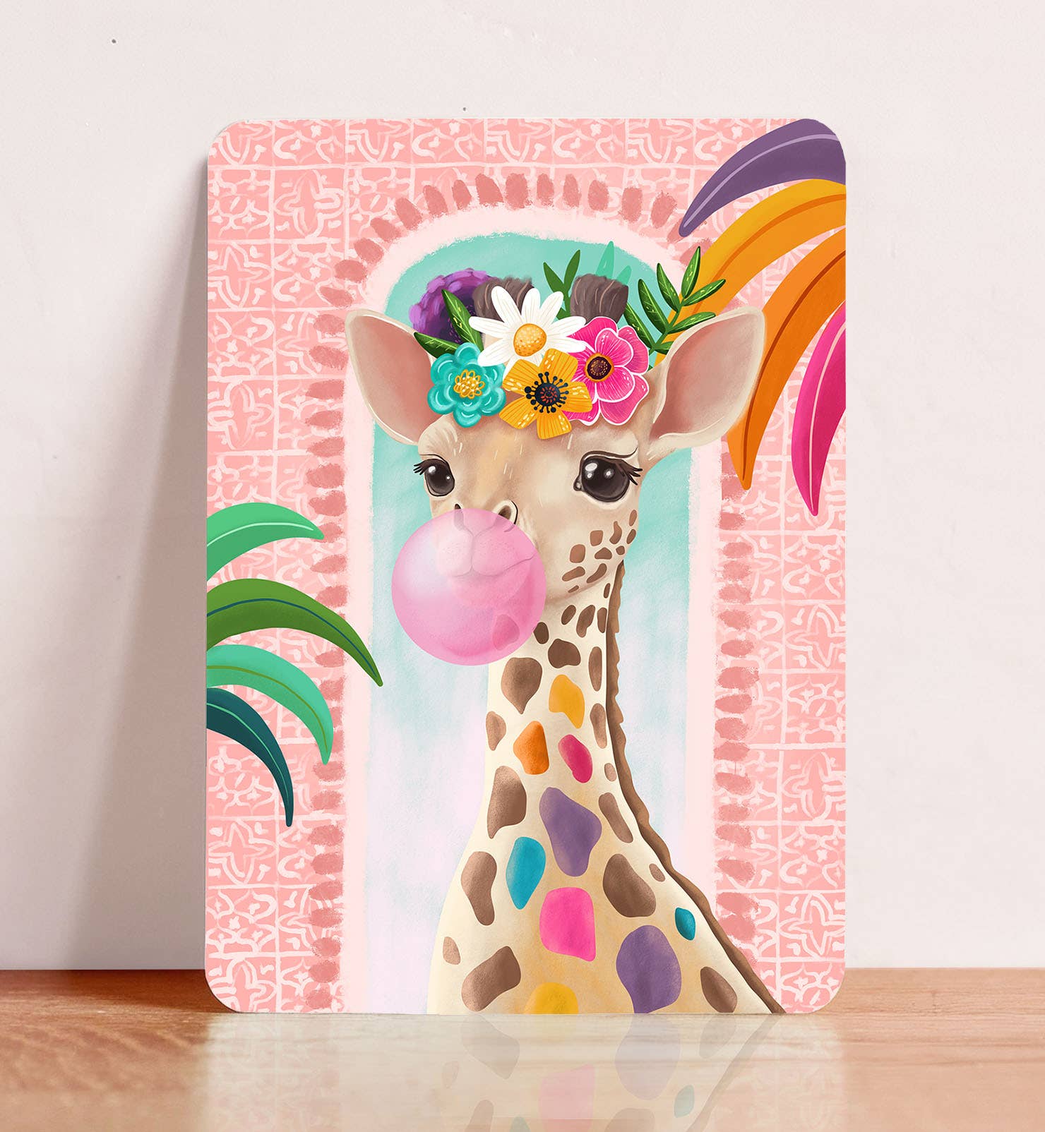 Aniet Illustration - Wholesale Postcard - Card giraffe flowers girl birthday just postcard