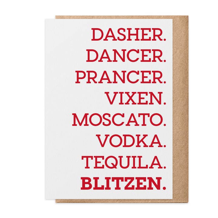 Blitzen — Tarjeta de felicitación (Navidad) para venta al por mayor de Paisley & Parsley