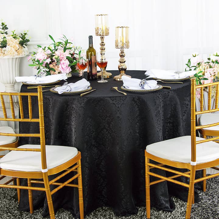 Elegant Marquis Damask Round Jacquard Tablecloth for wholesale by Radyan Fabrics