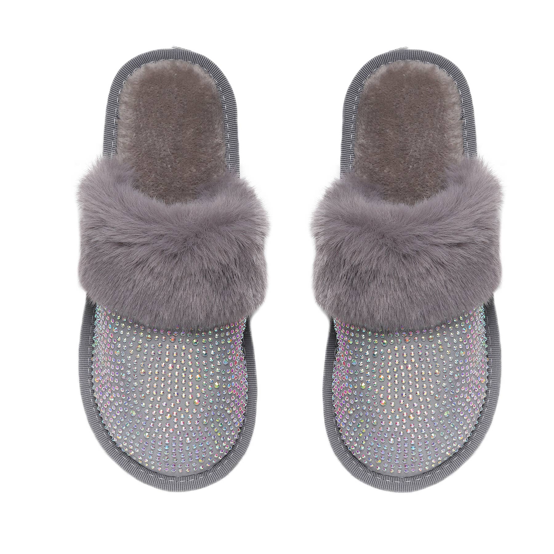Natalie Mills - Wholesale Slippers - Women's - Lora Closed Toe Rhinestone Faux Fur Slippers2