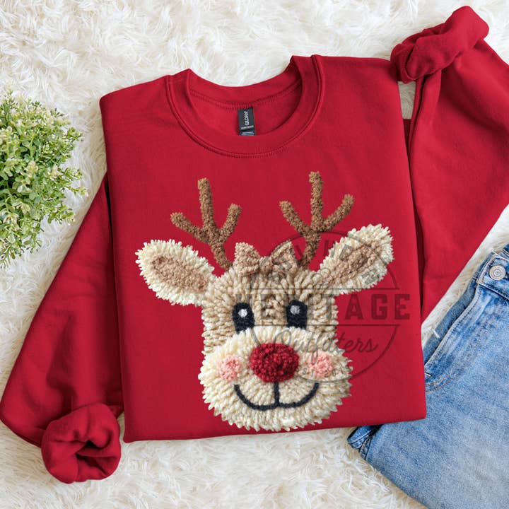 Holly Jolly Reindeer – Camisola Gildan de Fio Falso por atacado de Southern Heritage Outfitters