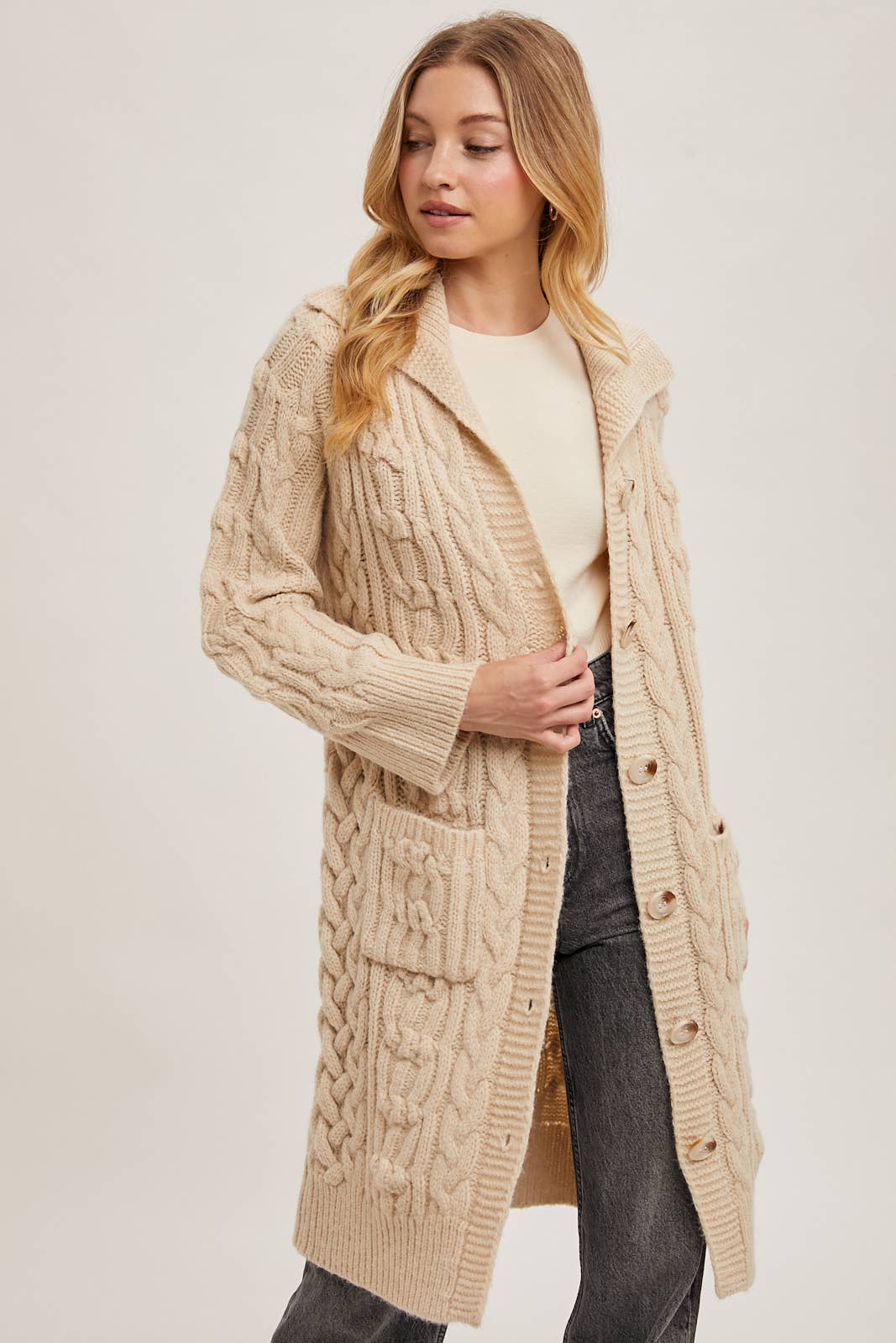 Bluivy - Vente Cardigan – femme - CARDIGAN EN MAILLE TORSADÉE BOUTONNÉE12