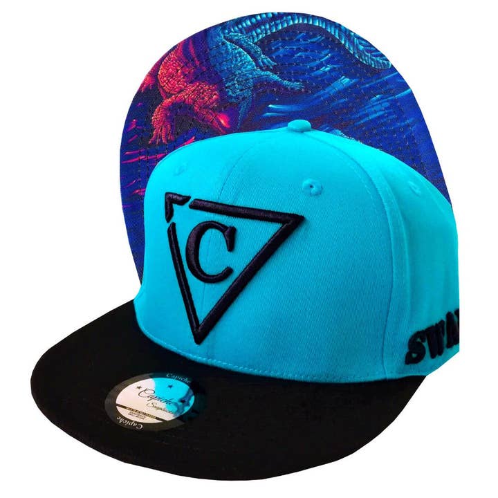 Cappellino Snapback Coccodrillo - Blu/Nero per la vendita all'ingrosso da parte di Capiche