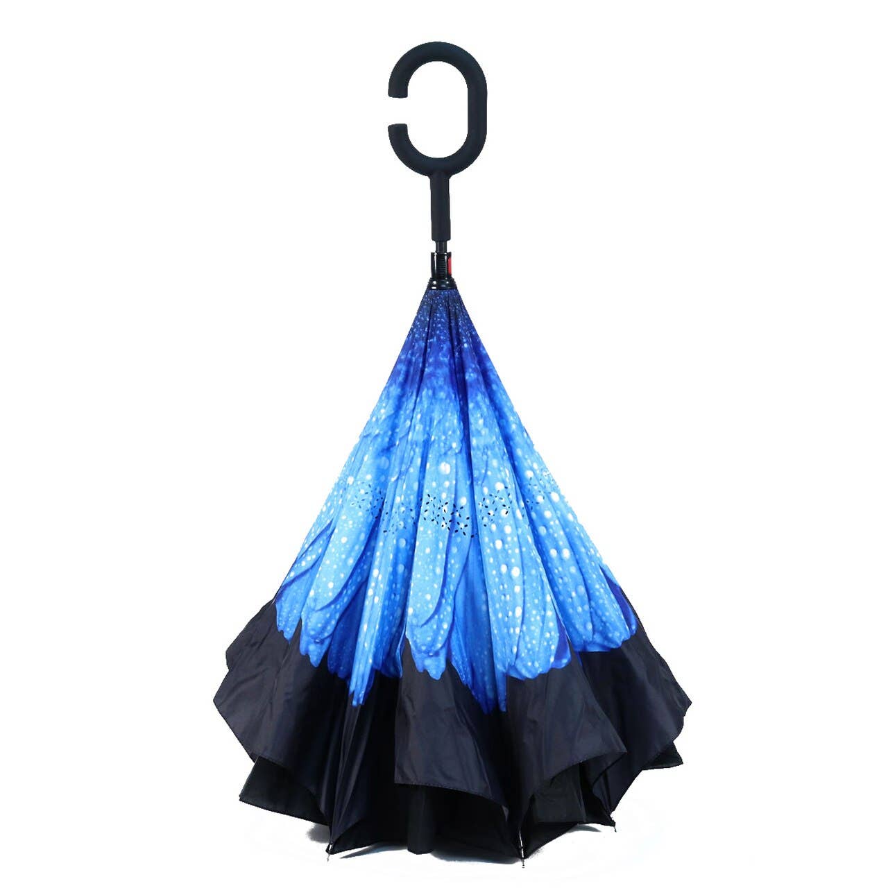 Selini New York - Wholesale Umbrella - Unisex - Deep Blue Flower Double Layer Inverted Umbrella4