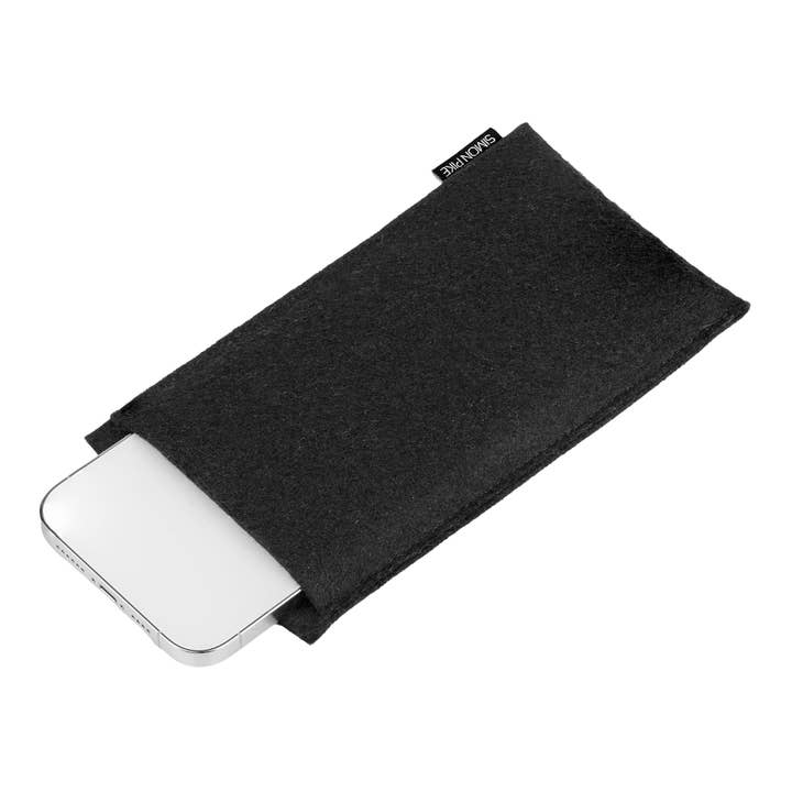 Simon Pike - Wholesale Phone Wallet - Unisex - “Boston” black wool felt mobile phone case