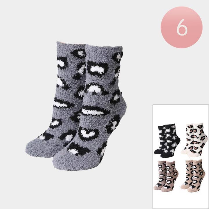 Wona Trading, Inc. - Wholesale Socks - Women's - 6Pairs - Leopard Patterned Luxury Soft Socks