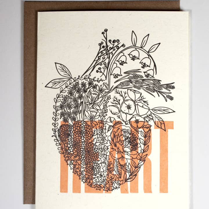 Anatomical Flower Heart Card for wholesale by Ratbee Press