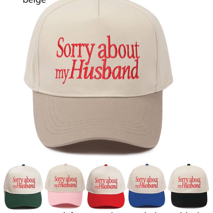 David And Young - Wholesale Baseball Cap - Women's - Valentine's SORRY ABOUT MY HUSBAND Two-Tone 5 Panel Baseball