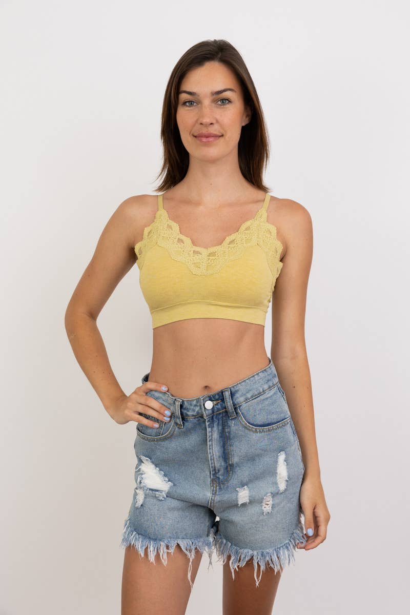 Leto Accessories - Wholesale Bralette - Women's - COMFY! Ultra Soft Lace Trim Ribbed Padded Seamless Bralette14