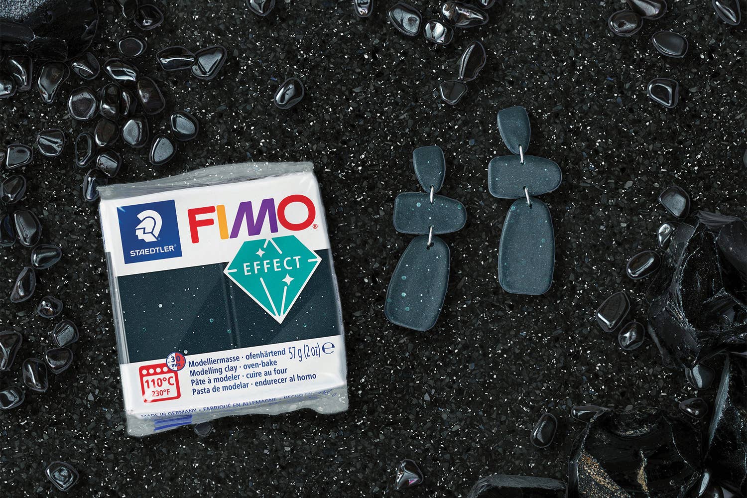 Graine Créative - Vente Kit de bricolage - FIMO EFFECT 57G PIERRE GRANIT NOIRE / 8010-90