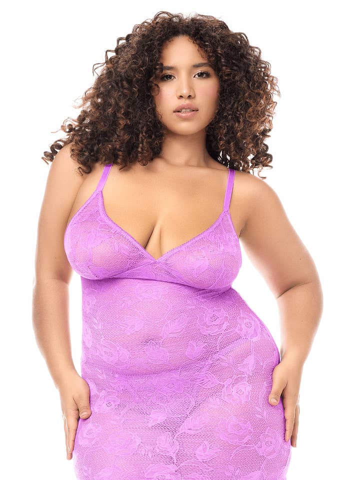 Babydoll talla grande encaje violeta y str. -MAL7613XWORC para venta al por mayor de Mapalé