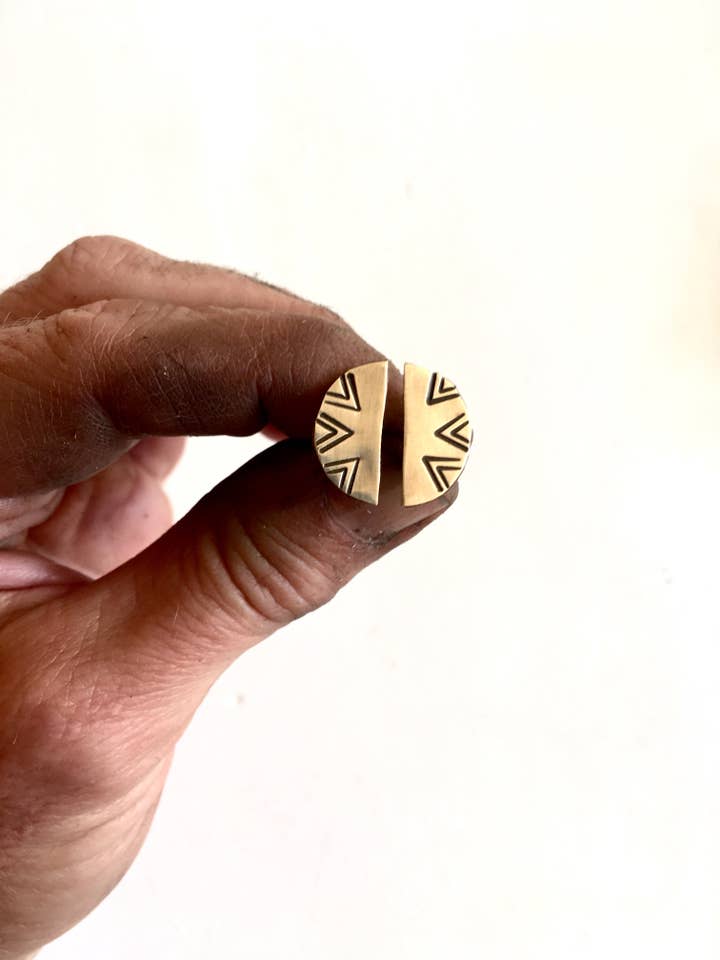 Brincos de meia lua estampados Chevron por atacado de Studio451Jewelry