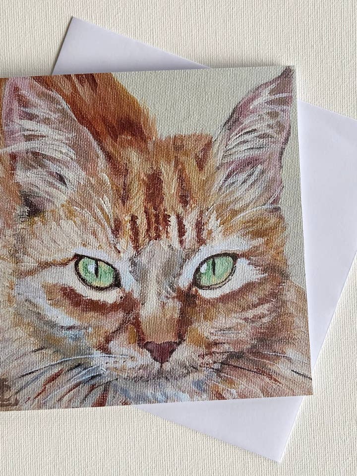 Marmalade Cat Premium Greeting Card for wholesale by Lucinda Cotter Art