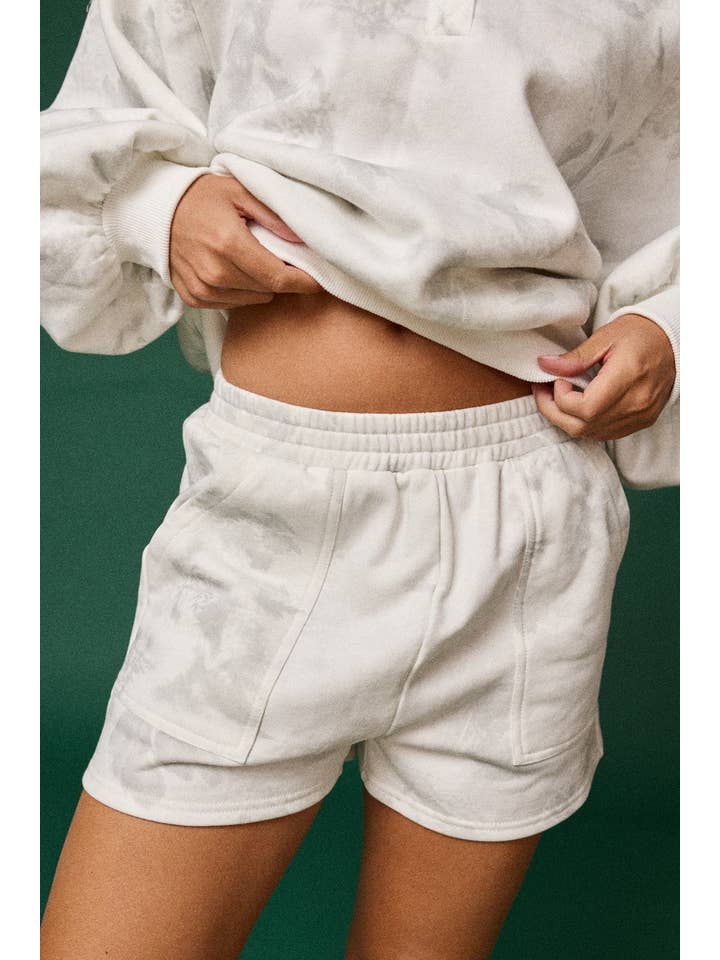 WHITE GREY PP50362-2 - Luxe Fleece Drawstring Shorts for wholesale on Faire2
