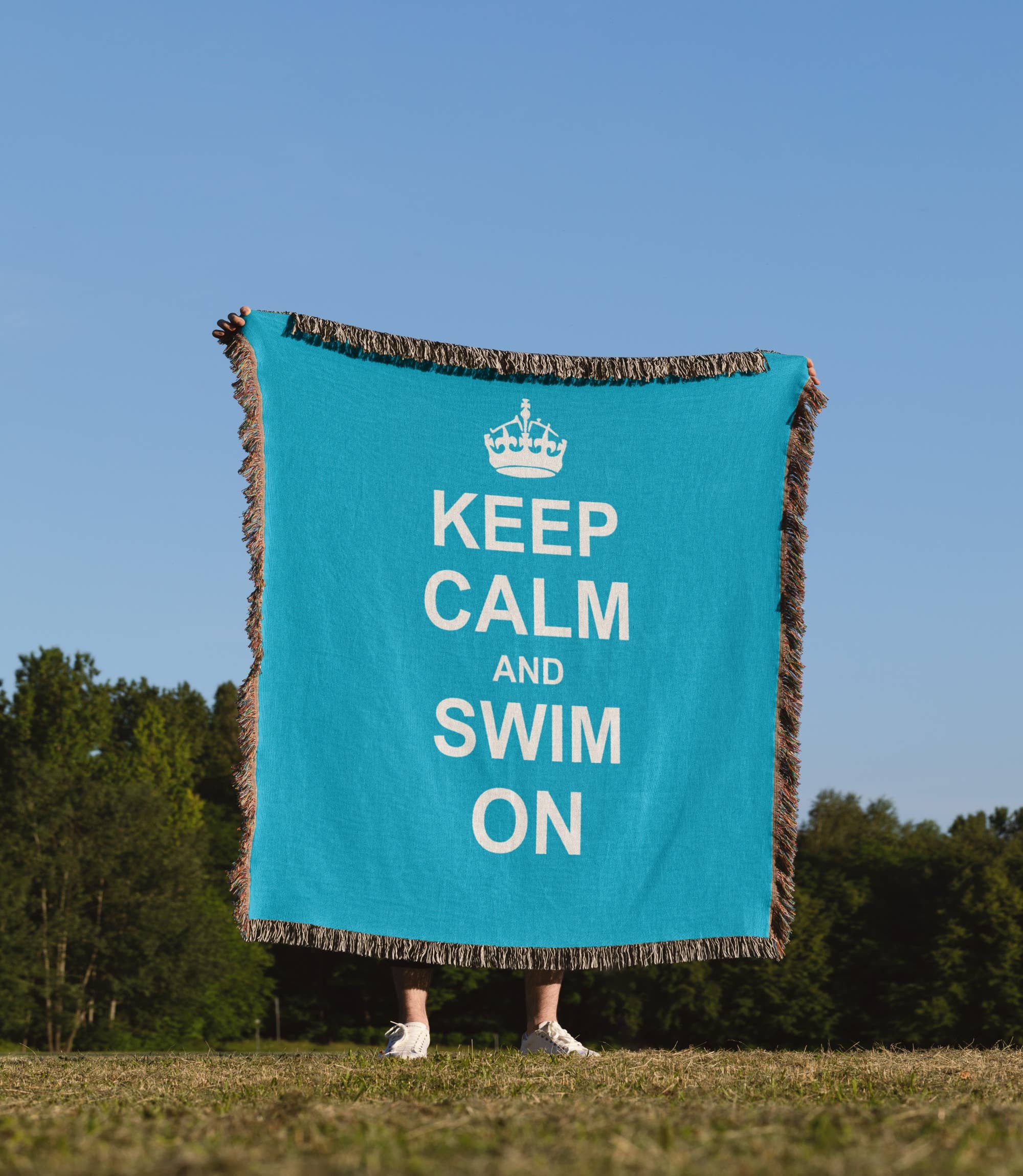 3dRose - Vendita all'ingrosso Plaid - 3dRose, Mantieni la calma e continua a nuotare - nuota con calma in blu - regali per nuotatori amatoriali o professionisti - divertimento in piscina umorismo divertente, Coperta1