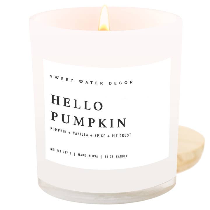 Sweet Water Decor - Wholesale Jar/Filled Candle - Hello Pumpkin 11 oz Soy Candle - Fall Decor & Gifts
