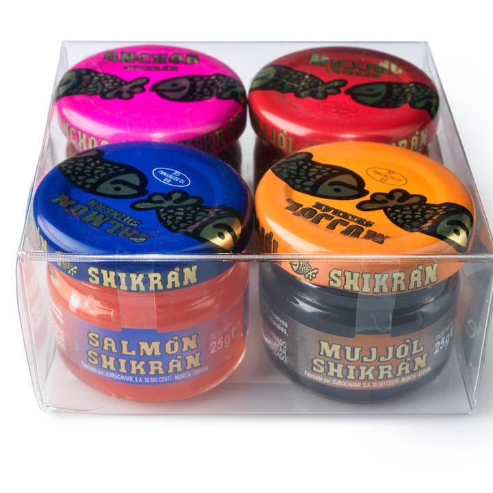 Duke's Gourmet - Wholesale Vis/zeevruchten - Eurocaviar - Shikran - Verpakking: 4 x 0,88 oz Mullet Roe zwart+Mu