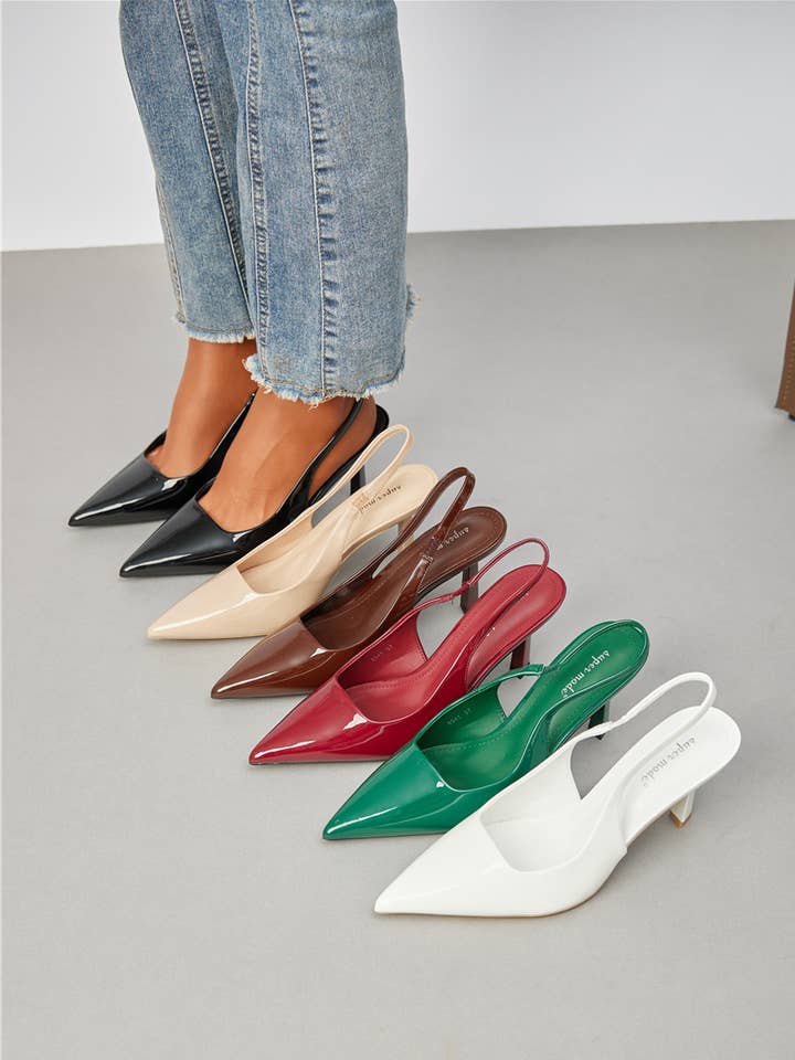 Slingback in vernice con tacco a spillo - 9541 per la vendita all'ingrosso da parte di BELLE WOMEN | SUPER MODE
