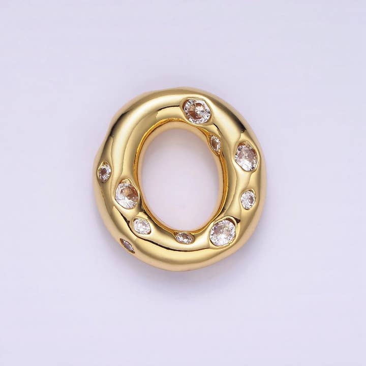 Aim Eternal - Wholesale Individual charm/pendant - 14K Gold Filled 20mm Clear CZ Chubby Balloon Initial Letter Pendant | A-A1041-A-A105317