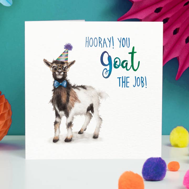 Citrus Bunn - Wholesale Congratulations Card - Goat the Job - Congratulations Pun Funny Greetings Card