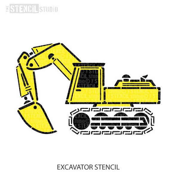 Byggfordon - grävmaskin stencil (2 lager stencil) för wholesale av The Stencil Studio