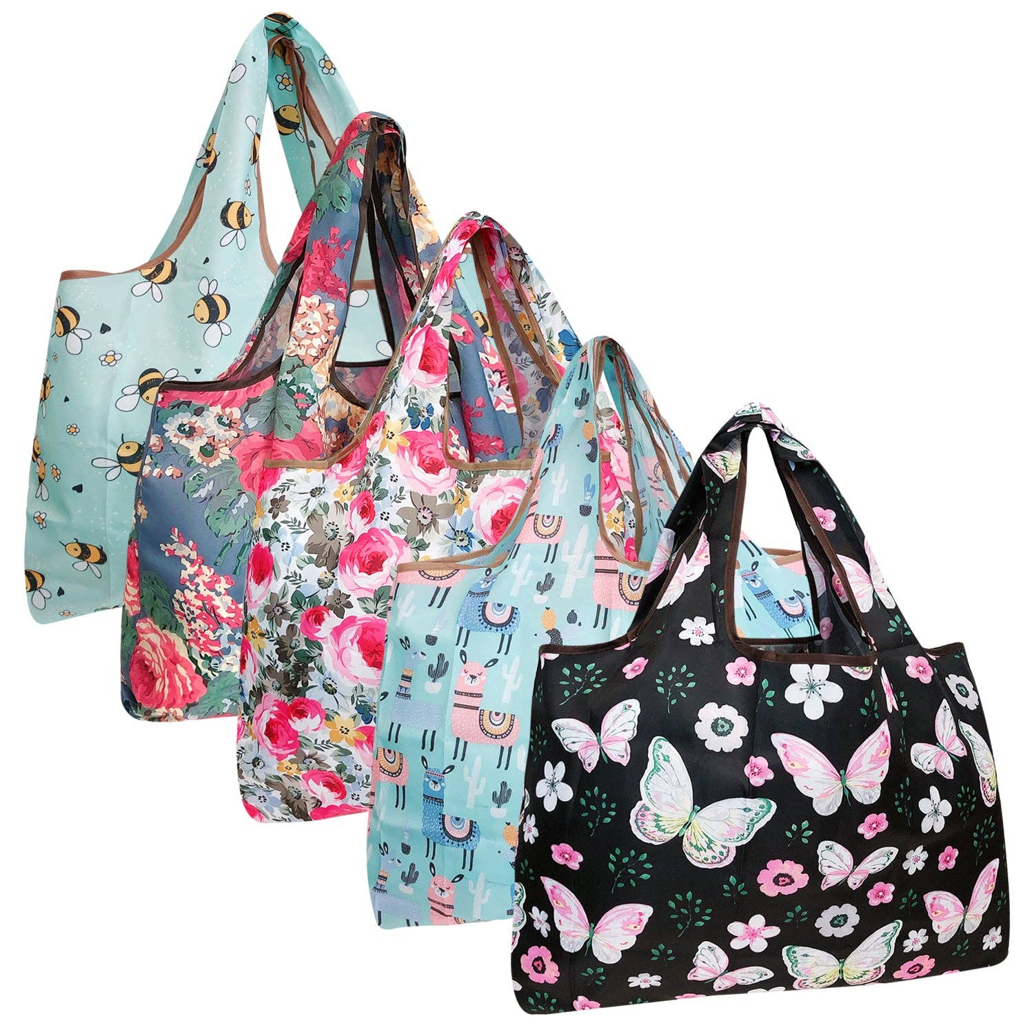 Wrapables.com - Vente Sacs de course/à provisions - Wrapables Lot de 5 grands sacs d'épicerie pliables en nylon21
