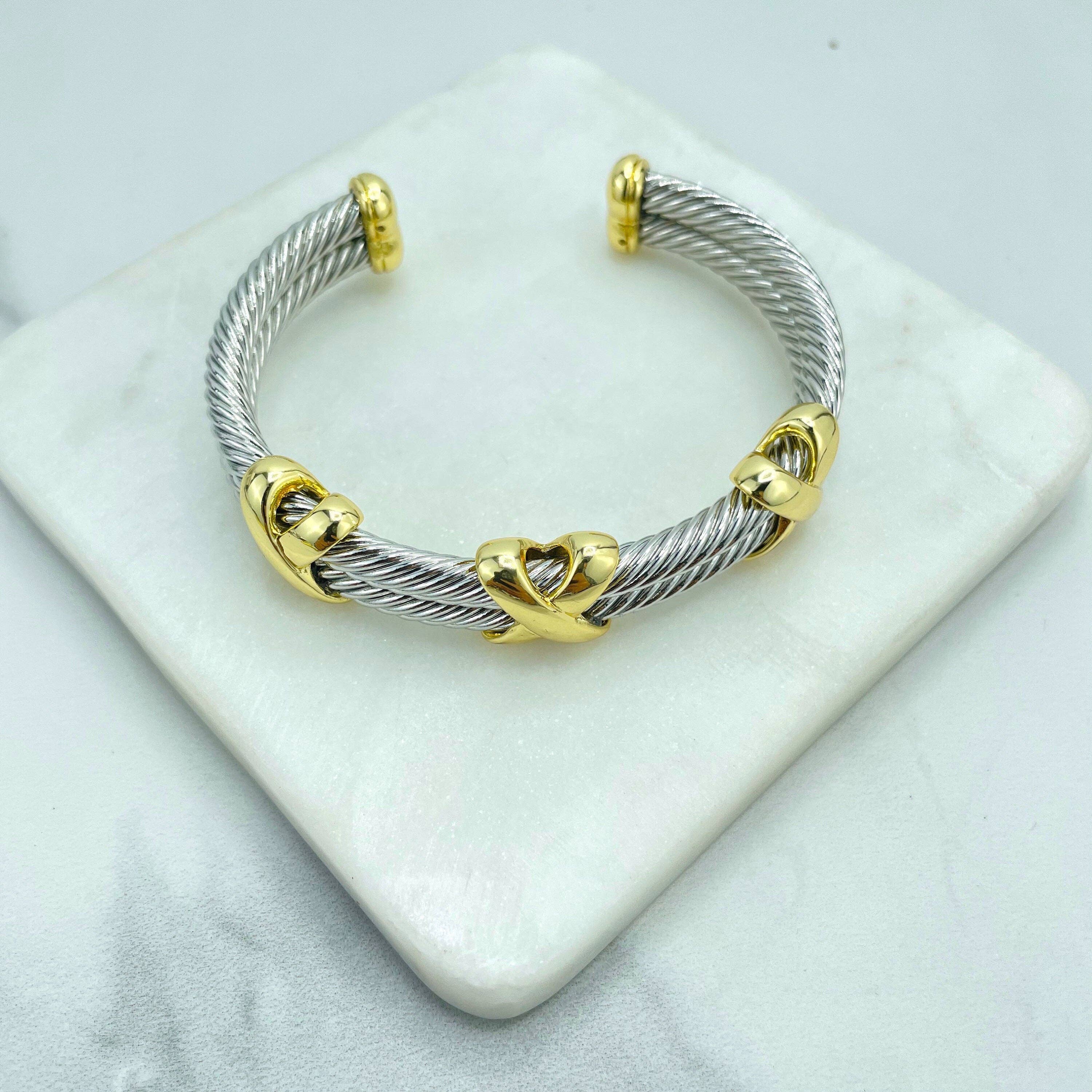 DIJU Jewelry - Wholesale Cuff Bracelet - 18k Gold Filled and Silver Filled Cable Cuff Bracelets, All1