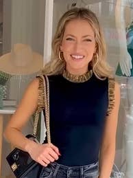 Ready to Ruffle Tank - Black & Gold for wholesale by Sparkle City