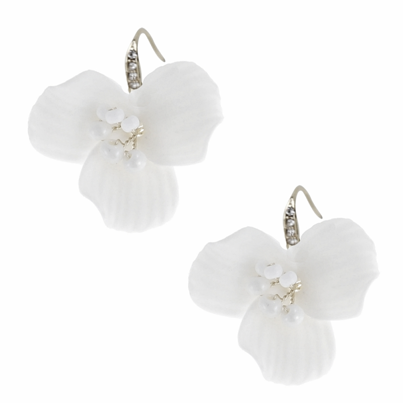 Athena Bridal Jewellery - Wholesale Hangende/ronde oorbellen - OORBELLEN MET GODDELIJKE BLOEMEN - CZER725 ZILVER4