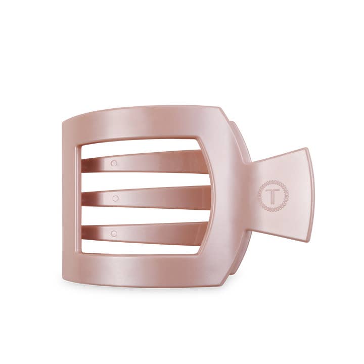 TELETIES - Wholesale Hair Clip - Women's - Square Flat Hair Clip | Large | Pearly Pink