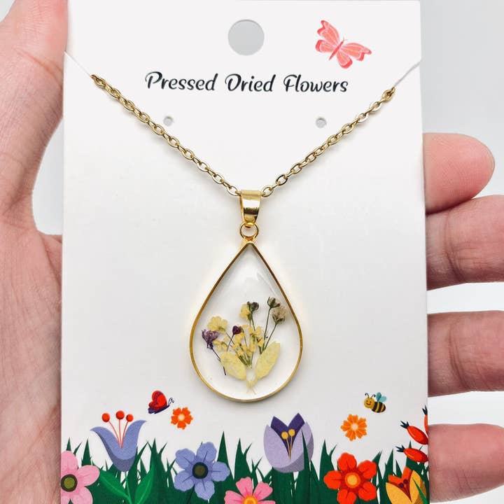 Mio Queena - Wholesale Pendant/Charm Necklace - Genuine Pressed Dried Flower Floral Charm Necklace - PDF