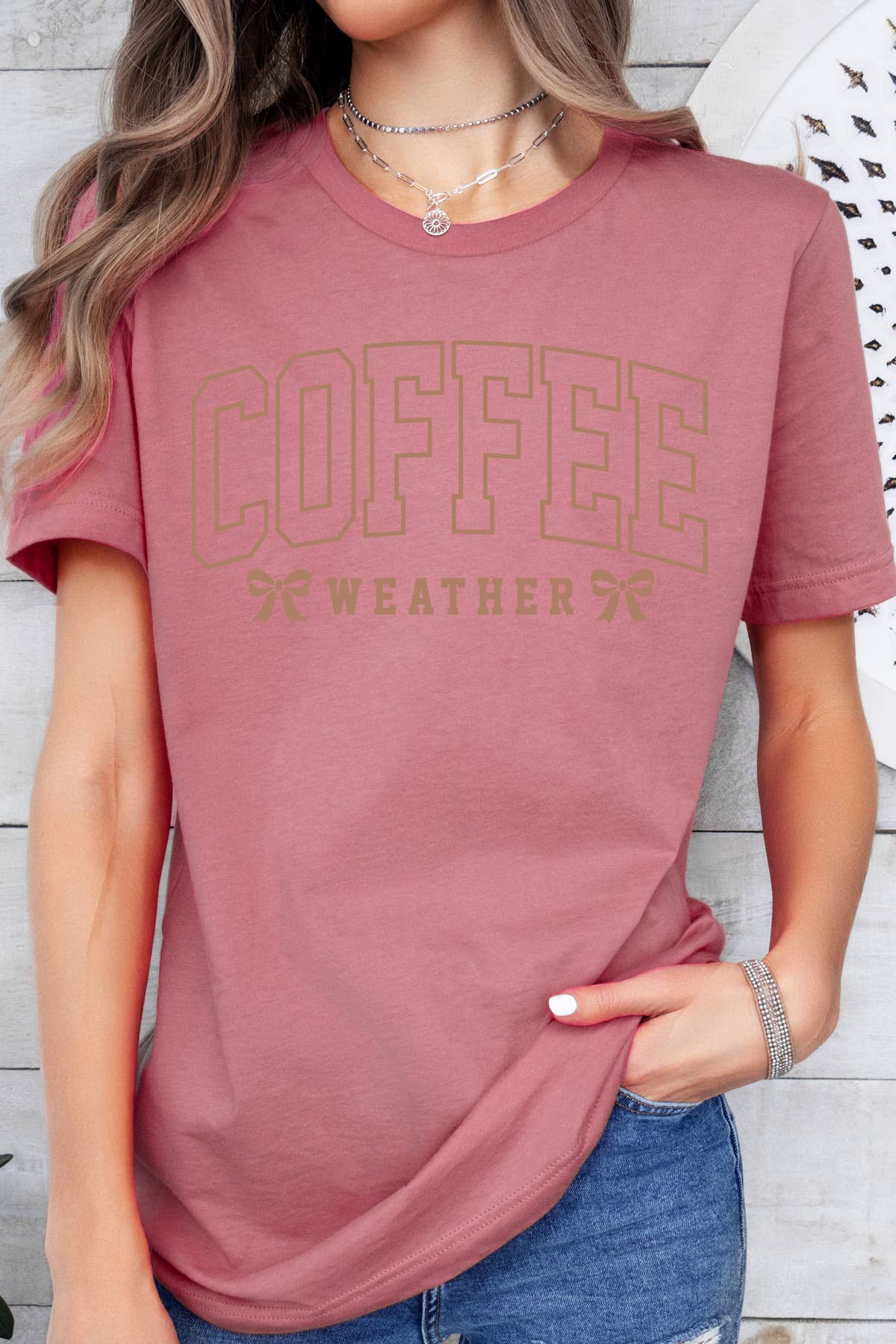 Amused by Blue - Wholesale Screen Printed T-Shirt - Women's - Women Coffee Graphic Print Short Sleeve Loose Top4