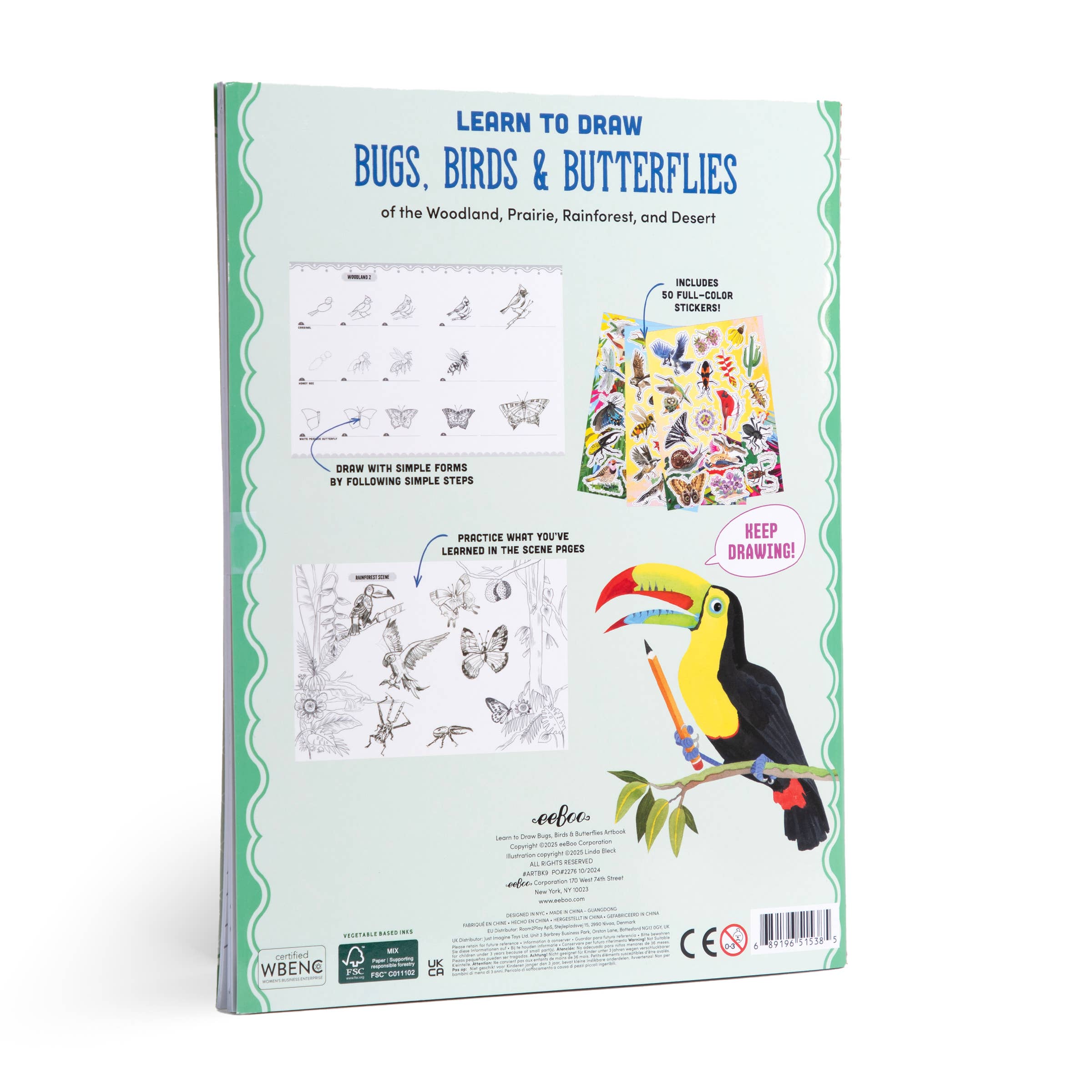 eeBoo - Wholesale Coloring & Activity Book - Kids & Baby - Learn to Draw Bugs, Birds & Butterflies with Stickers1