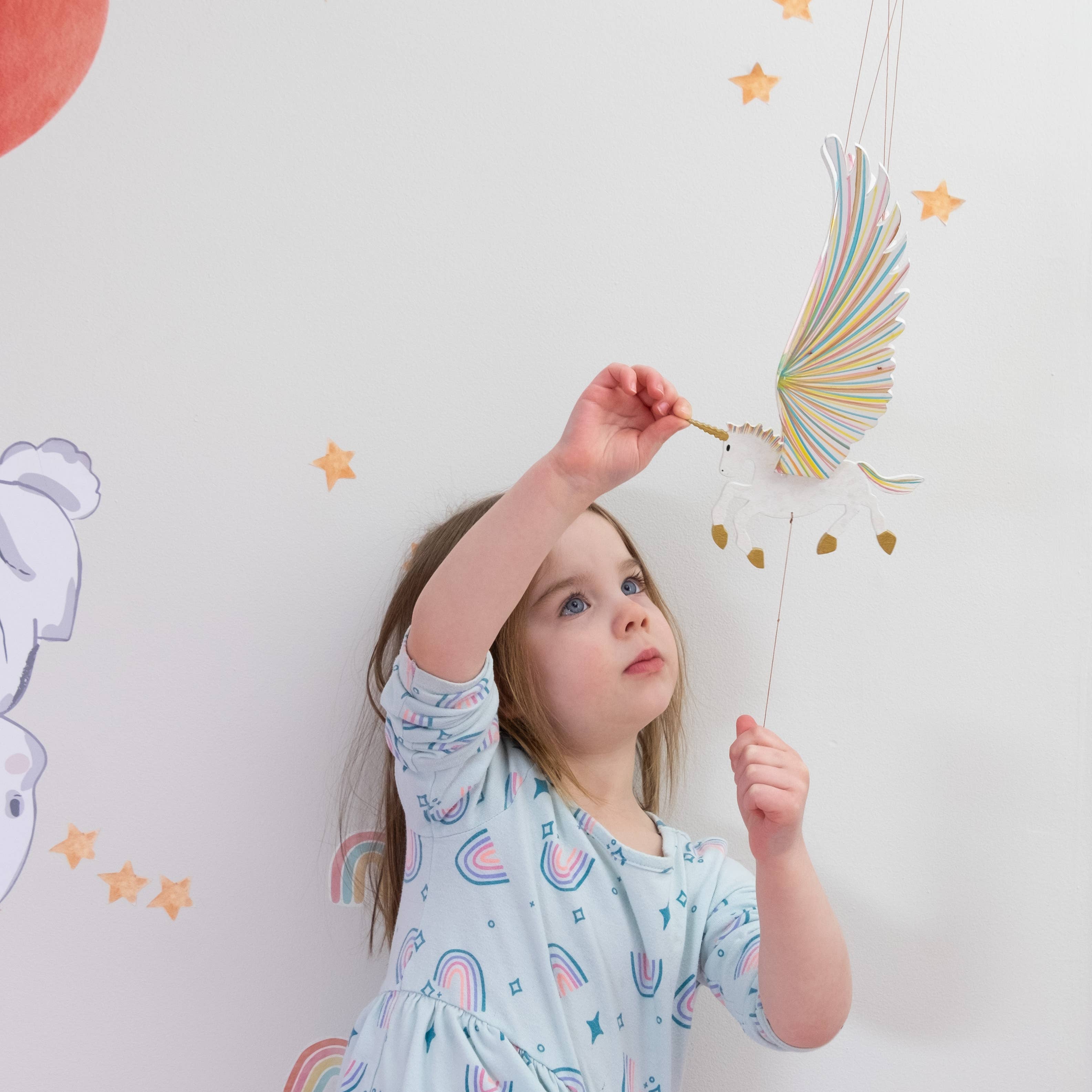 Tulia's Artisan Gallery - Wholesale Mobile - Unicorn Flying Mobile - Golden3