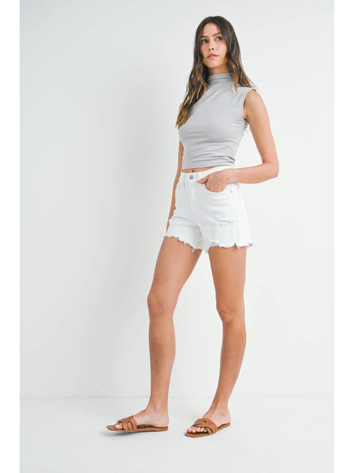 Just USA Jeans - Wholesale Shorts - Women's - JH350-A - WHT - Distressed Hem Short2