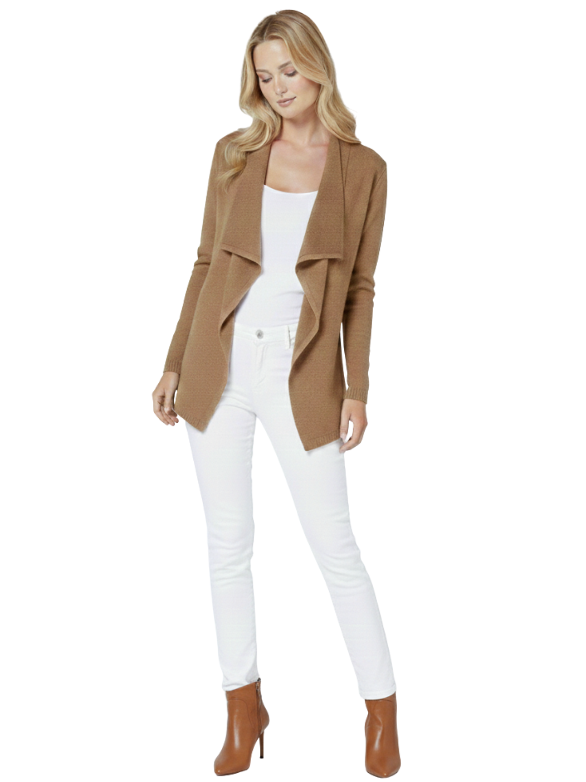 Mak - Wholesale Cardigan - Women's - Long Sleeve Open Front Draped Sweater Cardigan MK821814