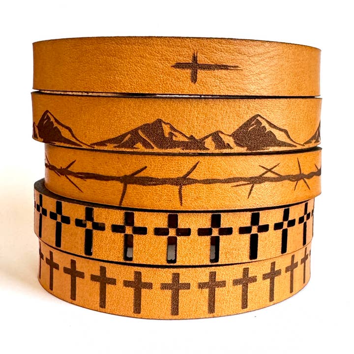 Men's Religious Leather Snap Bracelet Engraved Cuff - Easter for wholesale by New Market Farmhouse