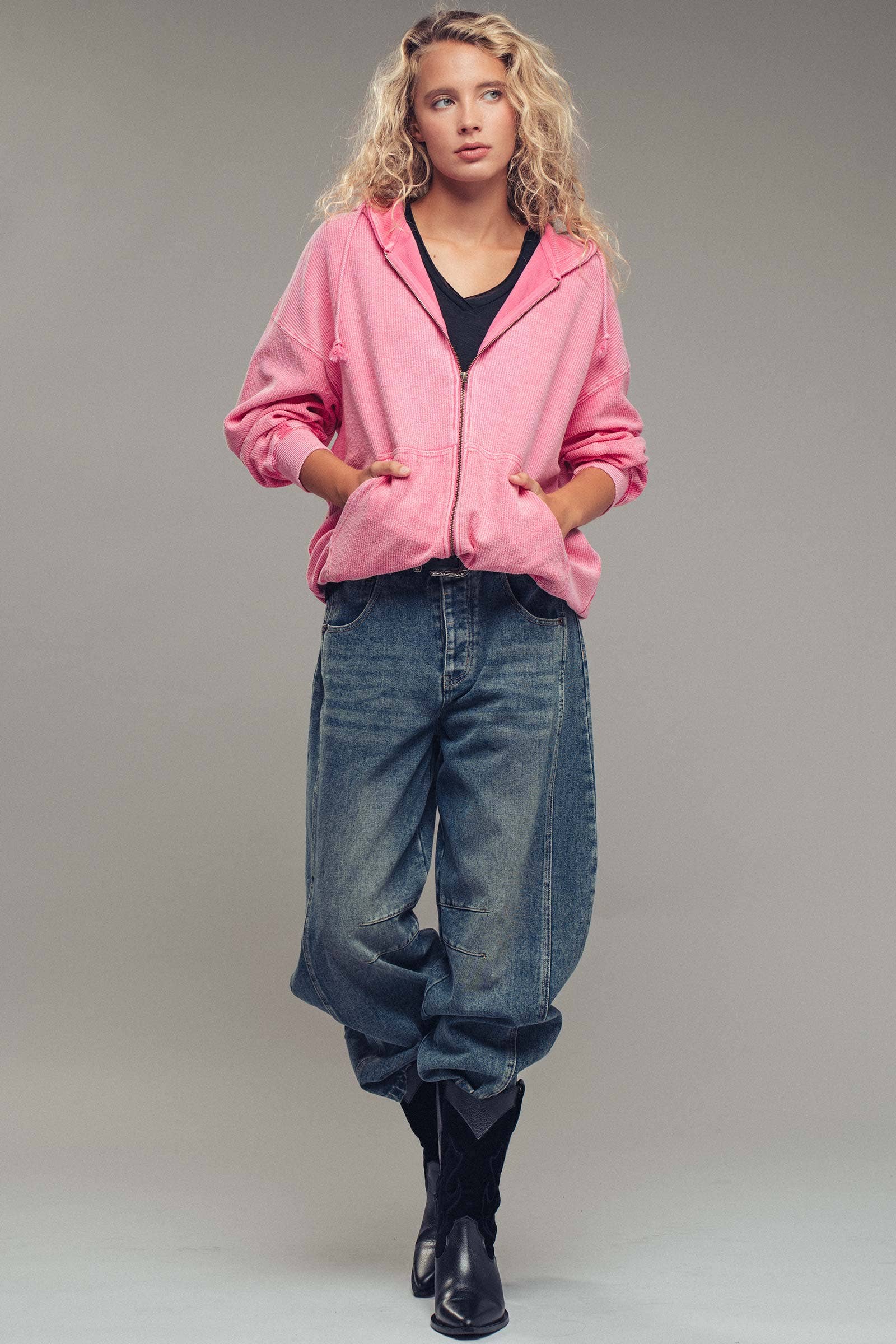 Urban Daizy - Wholesale Hoodie - Women's - Oversized Ribbed Dolman Sleeve Hoodie7