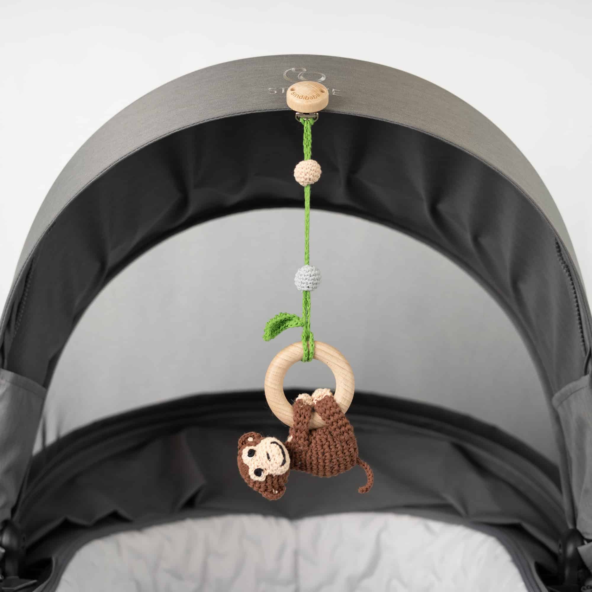 SindiBaba - Wholesale Classic Toy - Kids - Charlie Monkey 3in1 hanging toy in brown (organic)13