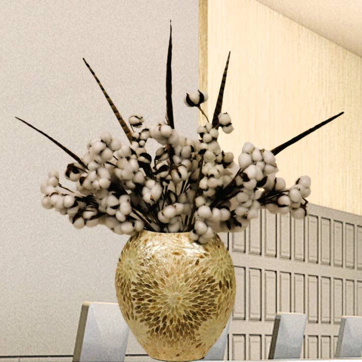 Cool Cotton & Feathers Arrangement - 30" for wholesale by Amazyng Decor