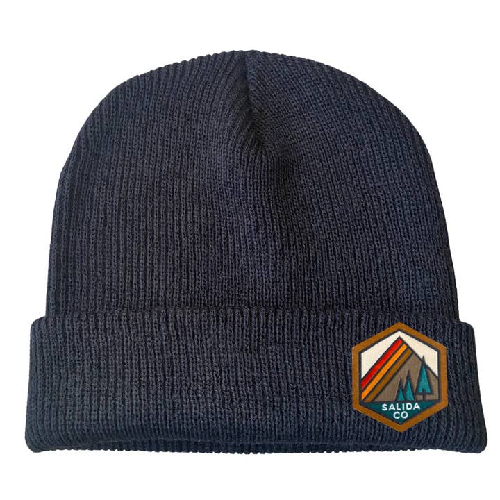 Salida Knit Beanie Hat- Woven Mountain Patch Hat for wholesale by Spruce Seed