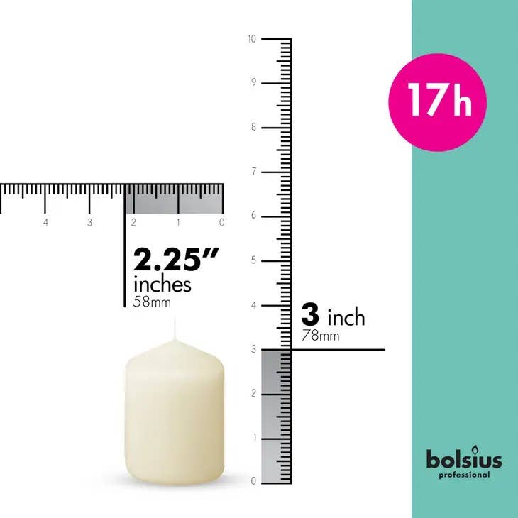 BOLSIUS - Wholesale Pillar Candle - 2.25 X 3" Bulk Pillar Candles Unscented Decor Pillar- Ivory1