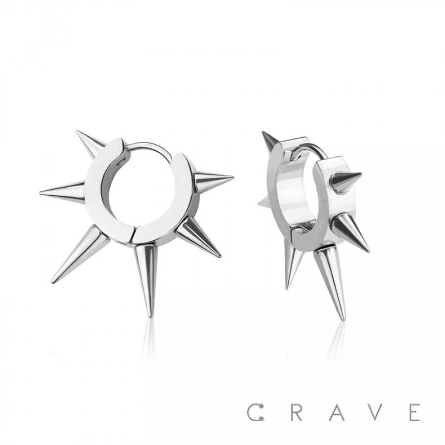 CRAVE - Wholesale Huggie Earrings - PAIR OF 316 SURGICAL STEEL HUGGIE/HOOP EARRINGS WITH SPIKES3