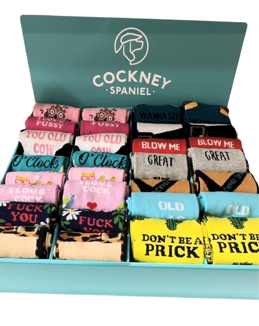 Sock Academy – wholesale Socks – Unisex – Unisex Pairs - Cockney Spaniel Countertop POS0