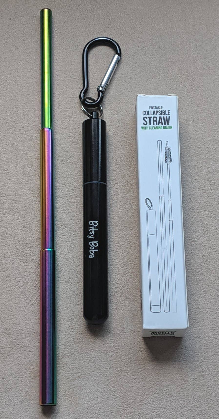 Bitsy Boba - Wholesale Drinking Straw - Reusable Straw Set | Telescopic Stainless Steel Straw Set1