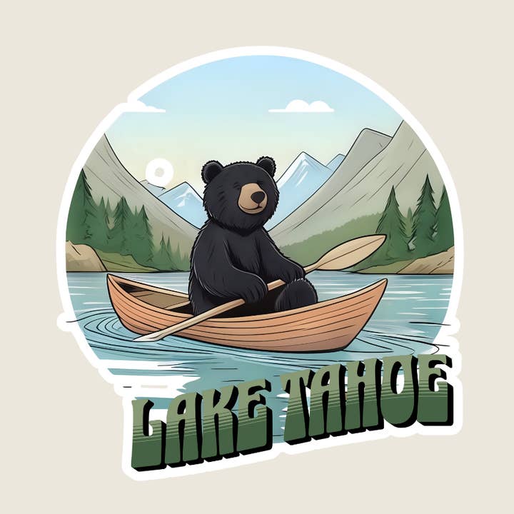 Bear Canoeing Custom Souvenir Sticker (M1037) for wholesale by Shoreline Summit