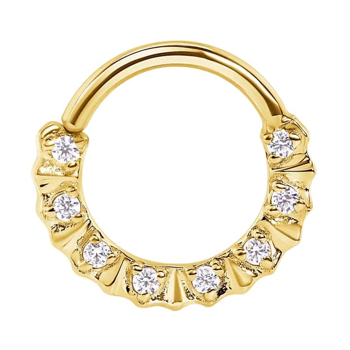 Selena Seamless Ring – 14K Gold Petite Gem Arc for wholesale by Piercing-zone