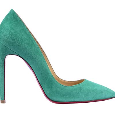 POMPE IN PELLE SCAMOSCIATA VERDE FORESTA per la vendita all'ingrosso da parte di PRAZZI PARIS