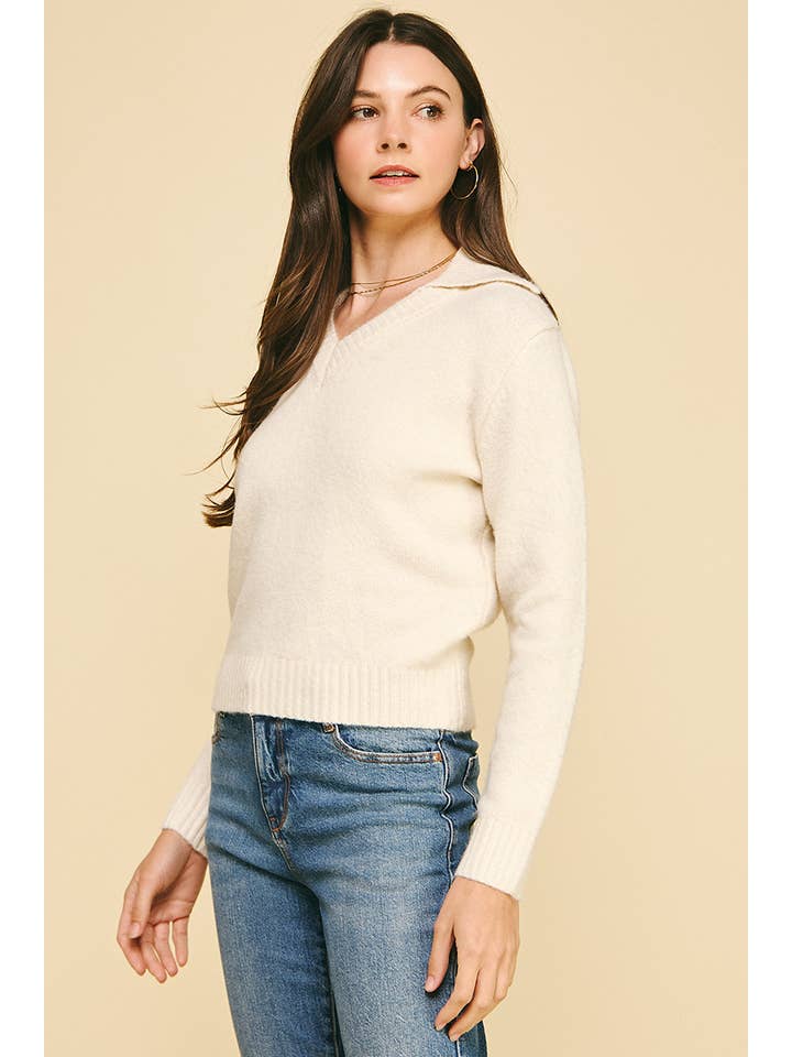 PINCH - Wholesale Knit Sweater - Women's - V-NECK COLLARED SWEATER - 6341W10